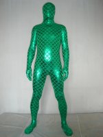 Cheap Green Fish Scale Shiny Metallic Zentai Suit