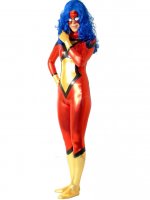 Cheap Shiny Metallic Red with Gold Unisex Catsuit