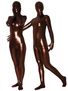 Cheap Coffee Shiny Metallic Unisex Zentai Suit