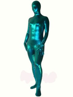 Cheap Blue Unisex Shiny Metallic Zentai Suit