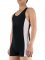 Cheap Lycra Spandex Black with White Half Length Sleeveless Leot