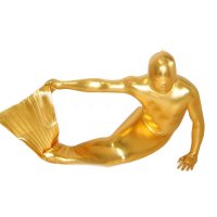 Cheap Golden Shiny Metallic Unisex Mermaid Zentai Suit