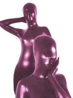 Cheap Light Purple Unisex Shiny Metallic Zentai Suit