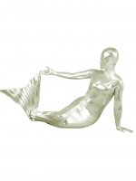 Cheap Silver Shiny Metallic Mermaid Suit