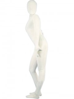 Cheap White Cotton Lycra Unisex Zentai Suit