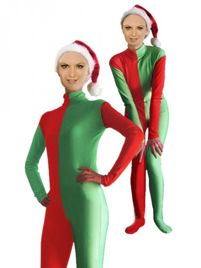 Cheap Red and Green Christmas Zentai Suit - Click Image to Close