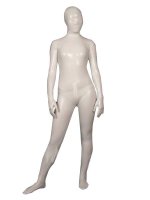 Cheap White Halloween Shiny Metallic Zentai Suit