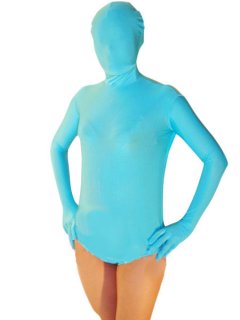 Cheap Unicolor Blue Unisex Spandex Leotard Catsuit