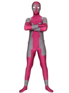 Cheap Rose Pink And Gray Lycra Spandex Zentai Suit