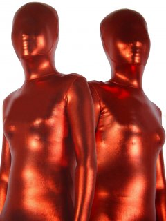 Cheap Red Shiny Metallic Unisex Zentai Suit