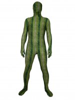 Cheap Olive Green Snakeskin Motif Lycra Unisex Zentai