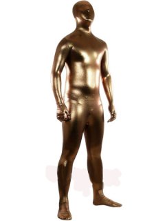 Cheap Coffee Unisex Shiny Metallic Zentai Suit