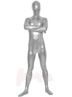 Cheap Unicolor Silver Halloween Unisex Lycra Zentai Suit