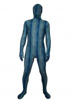 Cheap Water Blue Snakeskin Motif Lycra Unisex Zentai Suit