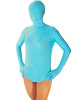 Cheap Unicolor Blue Unisex Spandex Leotard Catsuit