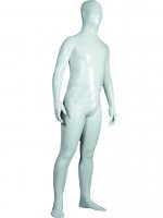 Cheap White Shiny Metallic Unisex Zentai Suit