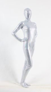 Cheap Quality White Shiny Metallic Unisex Breathable Zentai