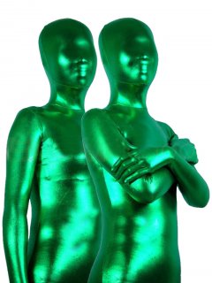 Cheap Green Shiny Metallic Unisex Zentai Suit