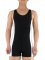 Cheap Lycra Spandex Black with White Half Length Sleeveless Leot