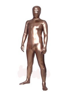 Cheap Brown Shiny Metallic Unisex Zentai Suit