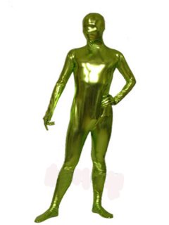 Cheap Green Shiny Metallic Unisex Zentai Suit