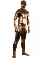 Cheap Coffee Shiny Metallic Unisex Zentai Suit