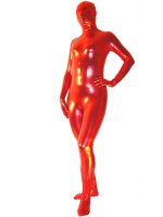 Cheap Red Halloween Unicolor Unisex Shiny Metallic Zentai Suit