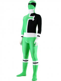 Cheap Green with Black Lycra Spandex Unisex Zentai Suit