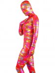 Cheap Red with Gold and Blue Shiny Metallic Unisex Catsuit