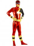 Cheap Shiny Metallic Red & Black Super Hero Unisex Zentai Catsui